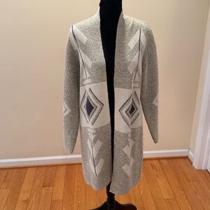 Debut Southwestern Cardigan Aztec Design Textured Open Sweater warm elegant
